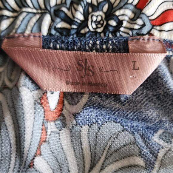 SJS Flounce Textured Floral Midi Skirt Size Large - Picture 5 of 6